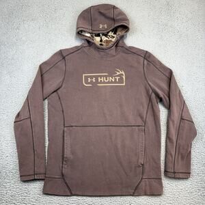 Under Armour Threadborne Loose Fit Hoodie Men’s Large Brown Hunt Camo Lined Hood